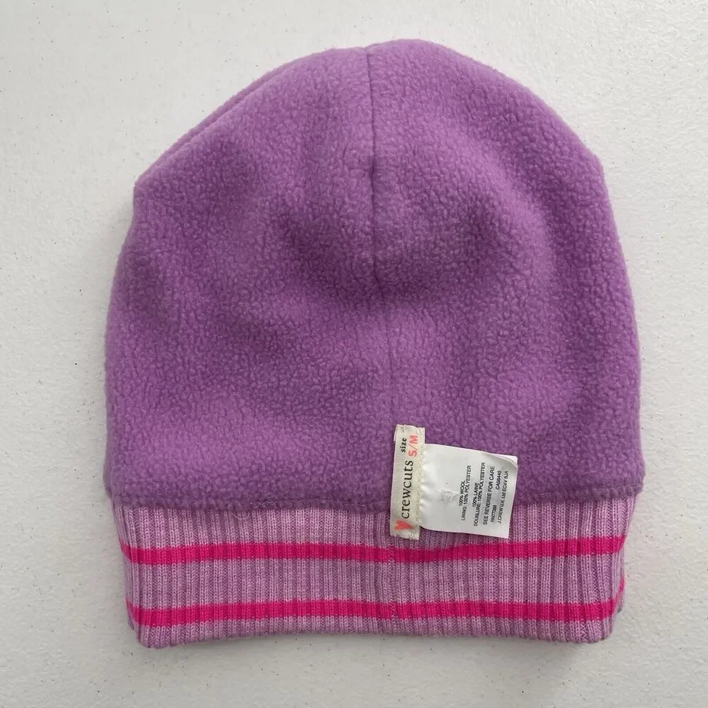 J CREW CREWCUTS Size S/M Classic Max‎ The Monster Beanie Hat Wool Pink Eyes